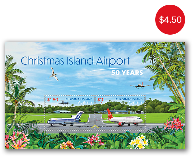 Christmas Island Airport - 50 Years Minisheet