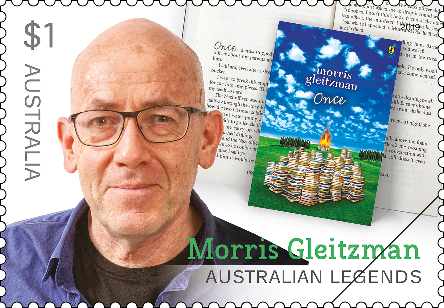 Australian Legends of Children’s Literature Morris Gleitzman stamp $3 - Morris Gleitzman