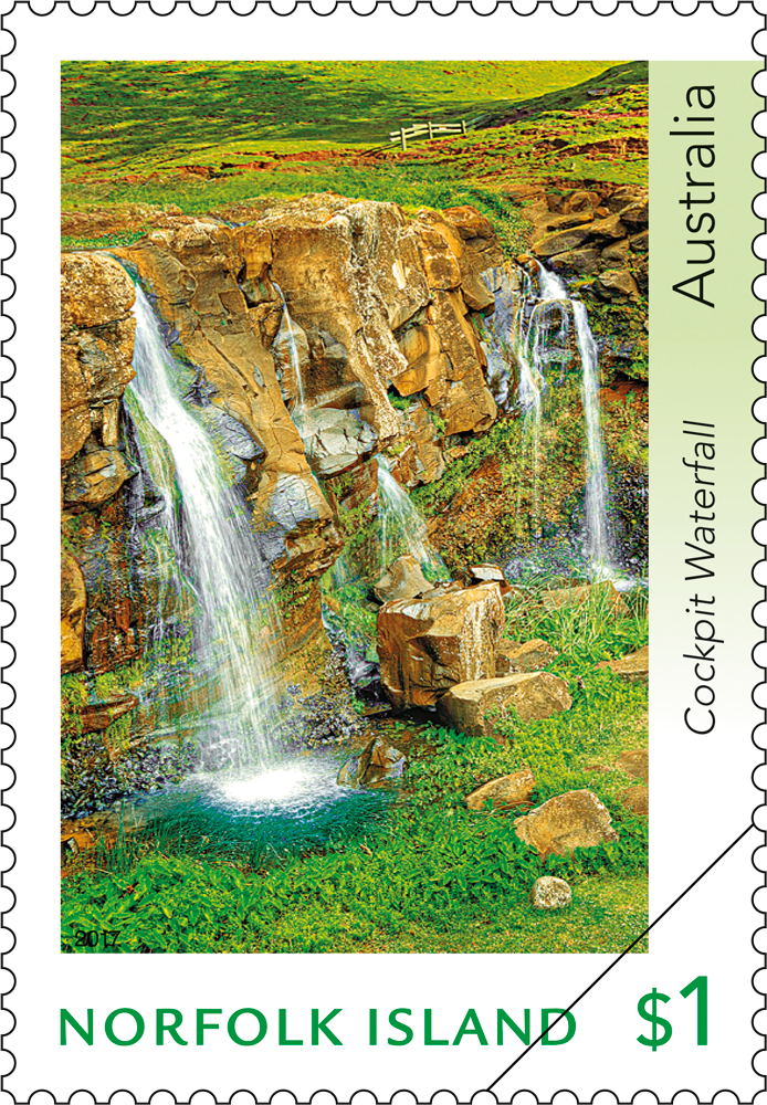 Norfolk Island Cockpit Waterfall $1 stamp