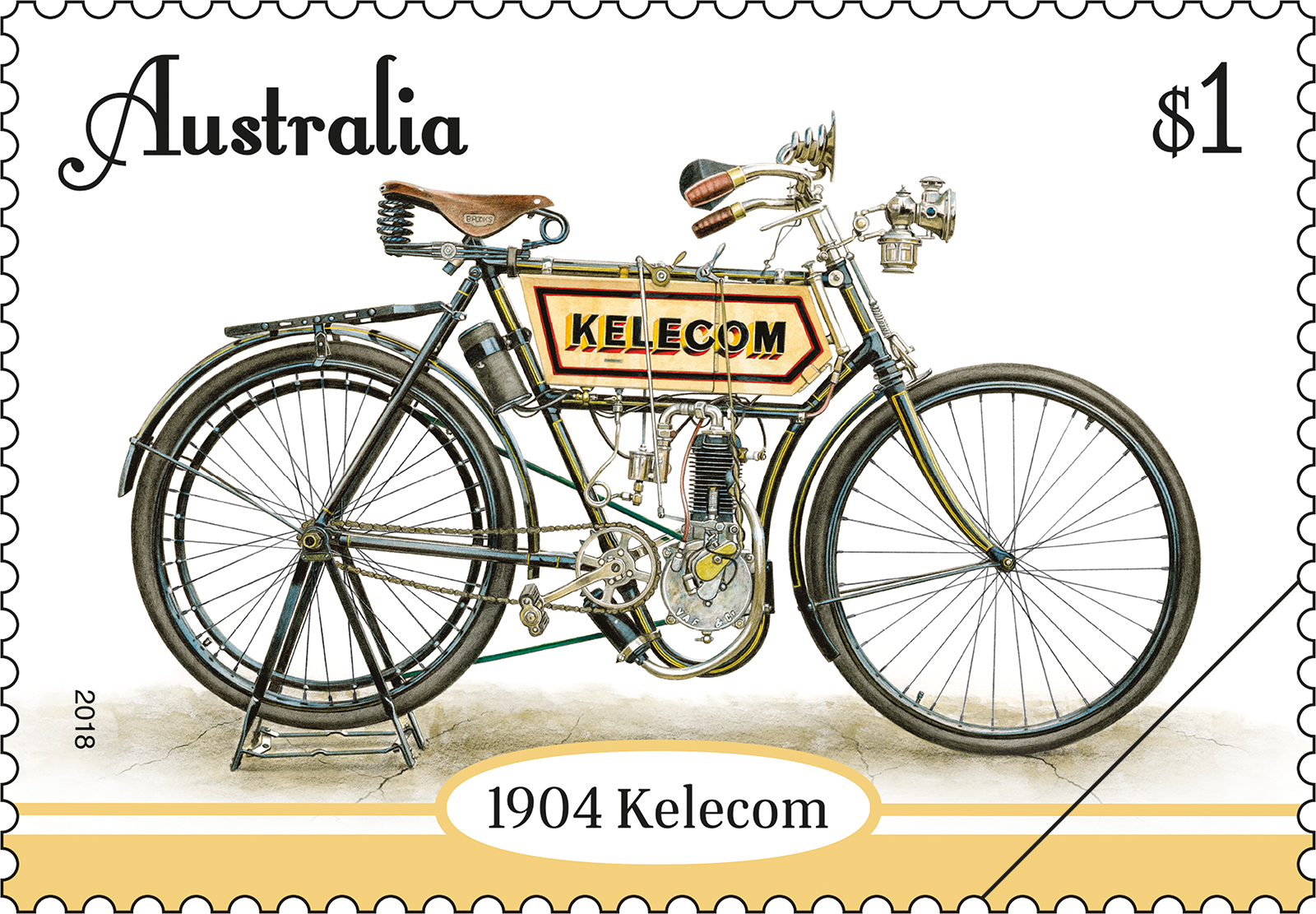 Vintage Motorbikes 1904 Kelecom stamp $1 1904 Kelecom