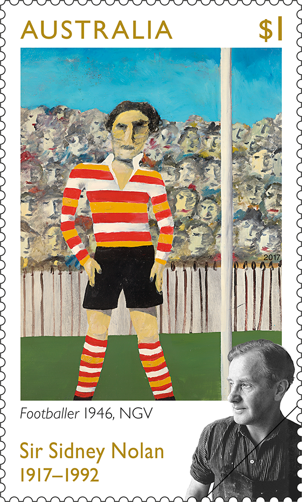 Sidney Nolan Footballer stamp $1 Sidney Nolan and Footballer 1946, NGV
