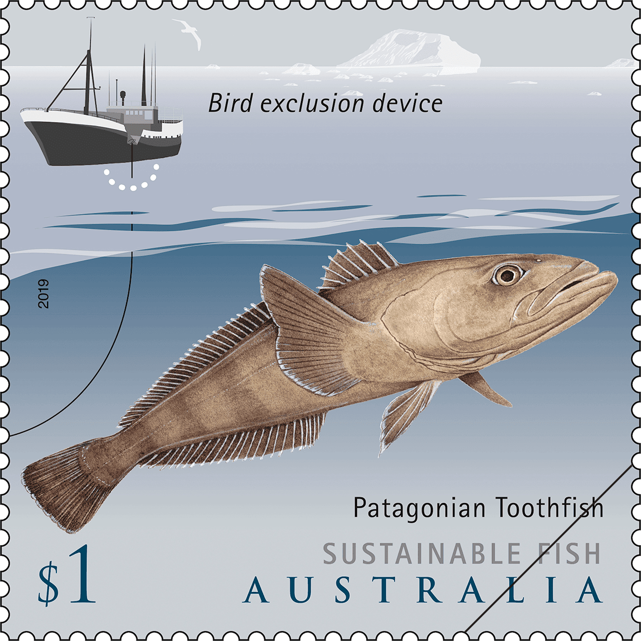 Sustainable Fish Patagonian Toothfish $1 stamp $1 - Patagonian Toothfish