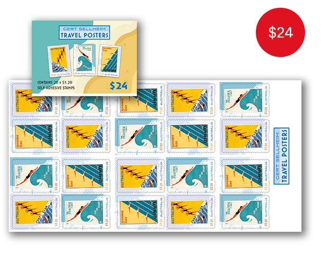 Gert Sellheim Travel Posters Booklet of Self-Adhesive Stamps