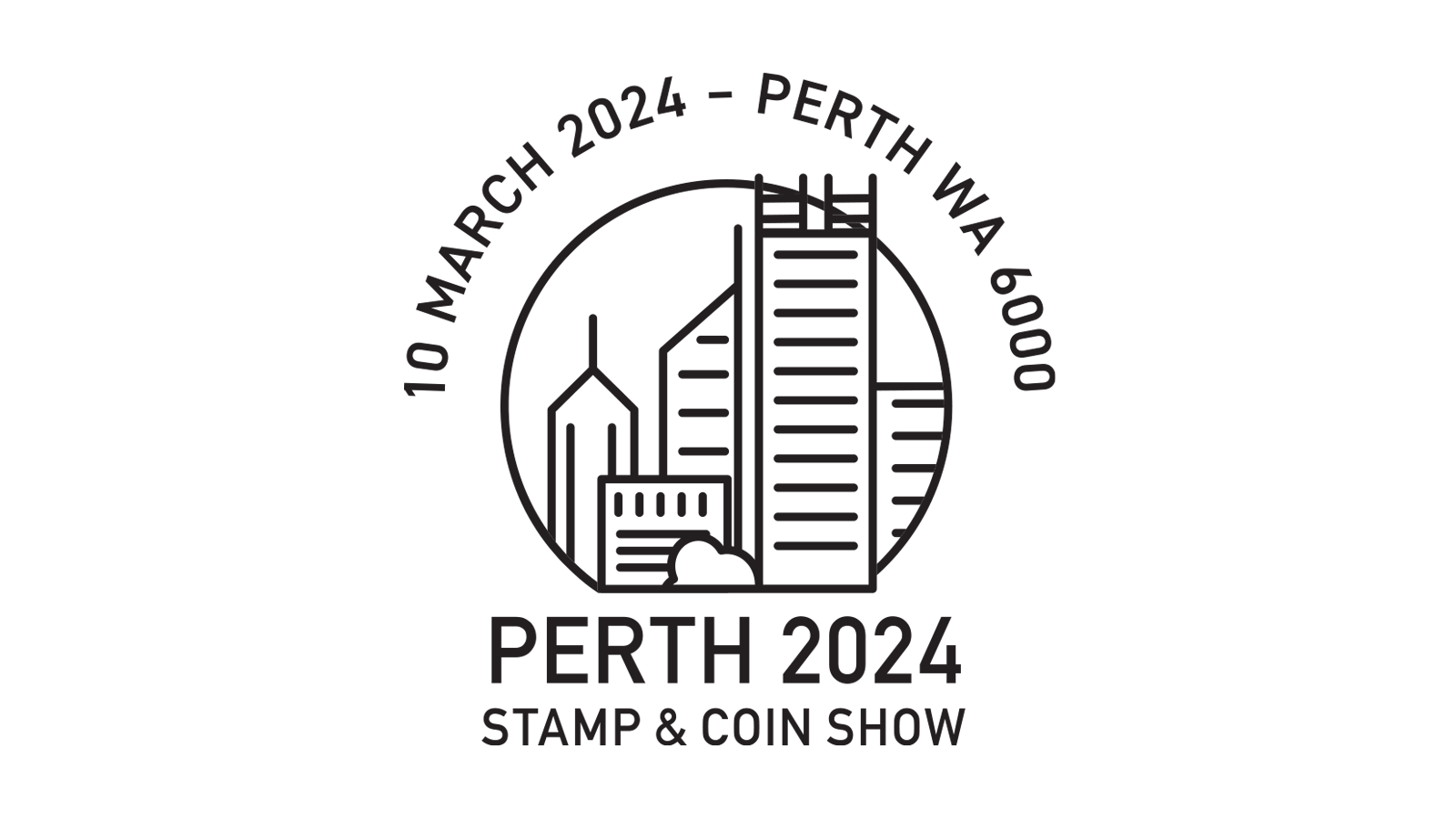 Perth stamp and coin show day 1 postmark
