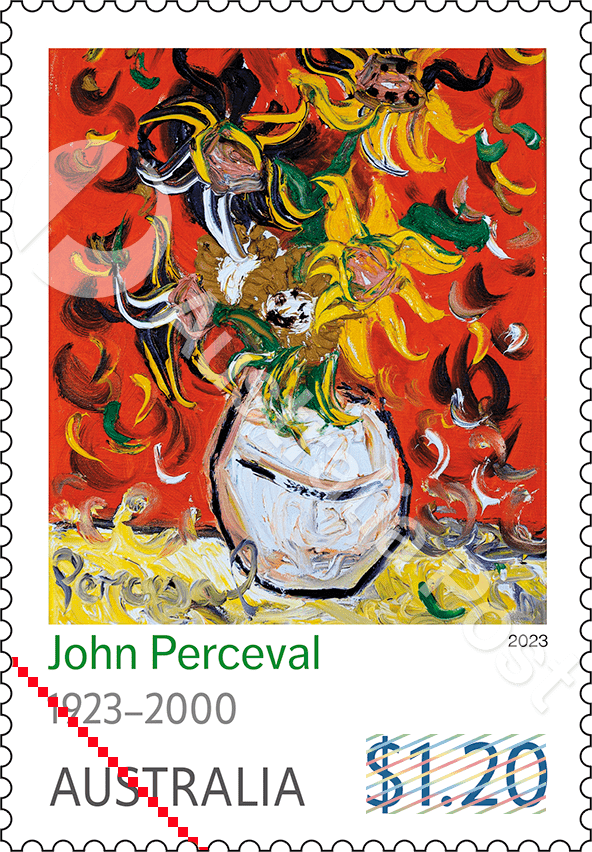 2023_Olley and Perceval stamp_01_400 John Perceval, Sunflowers