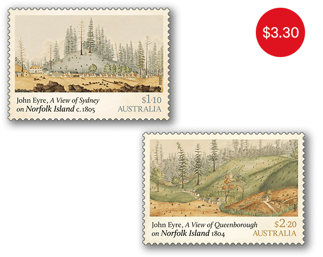 Set of Norfolk Island – Historical Views Gummed Stamps