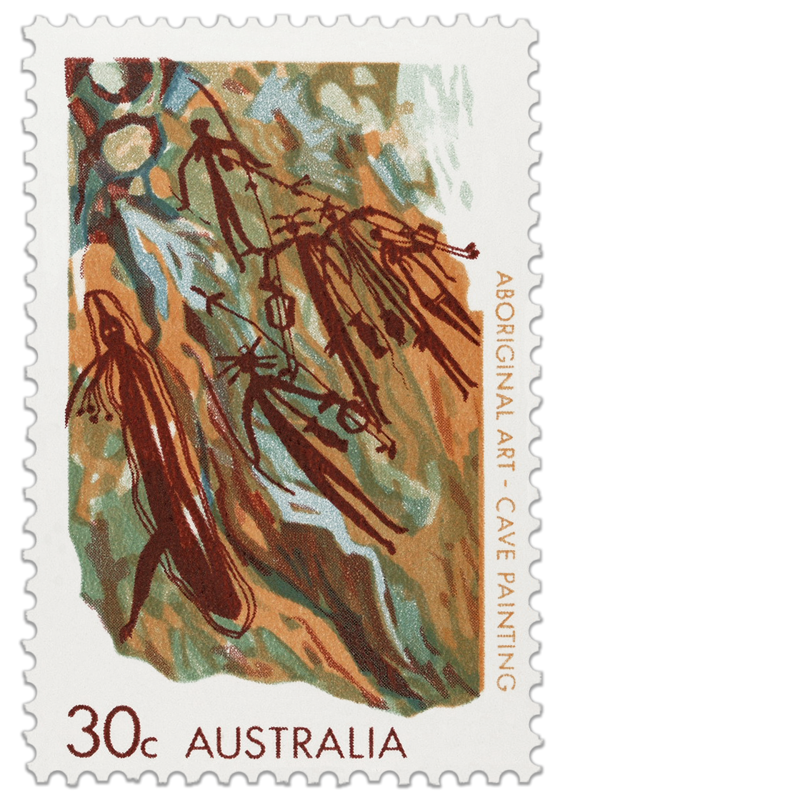 1971 Aboriginal Art - 30c Cave Painting stamp