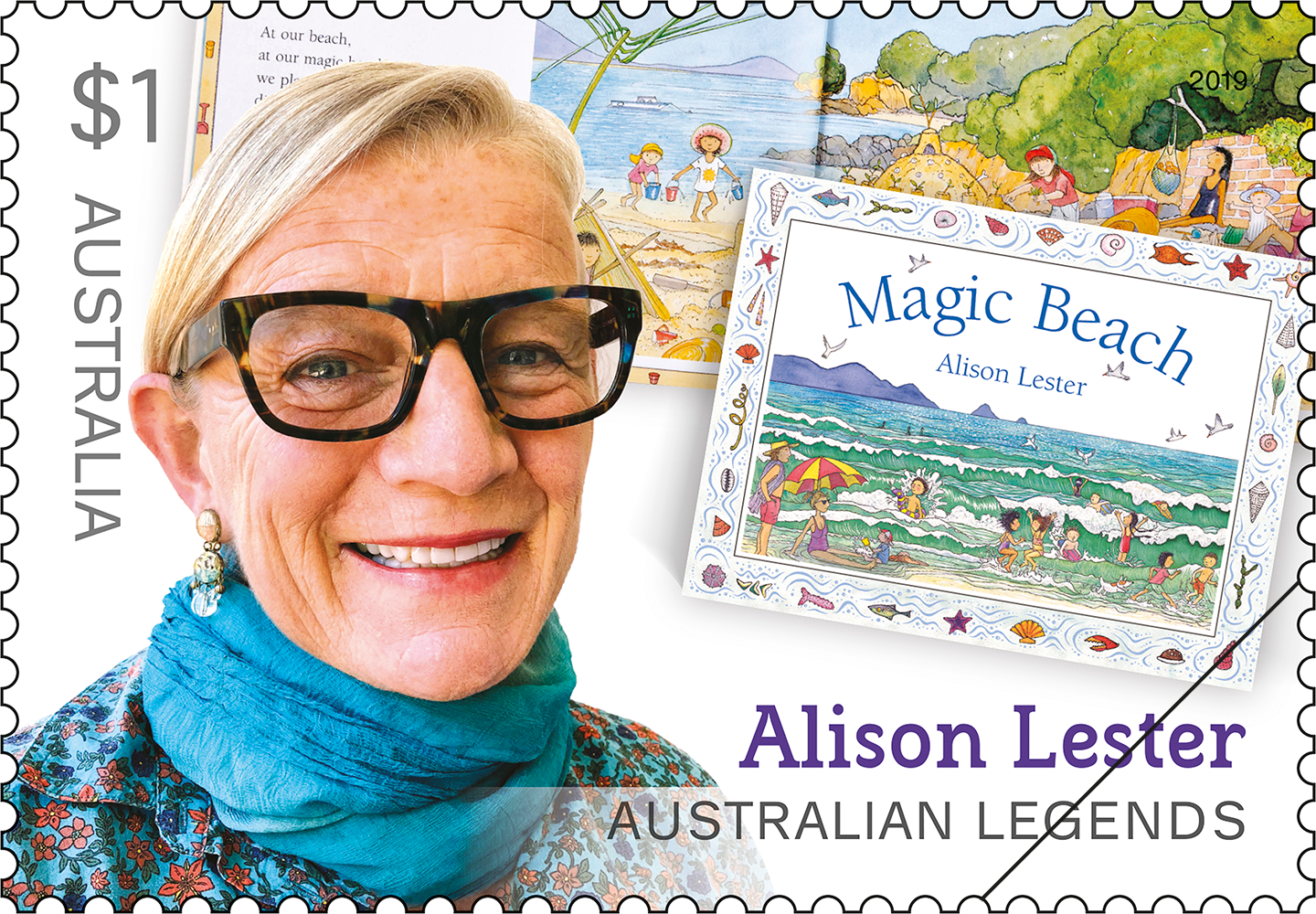Australian Legends of Children’s Literature Alison Lester stamp $1 - Alison Lester
