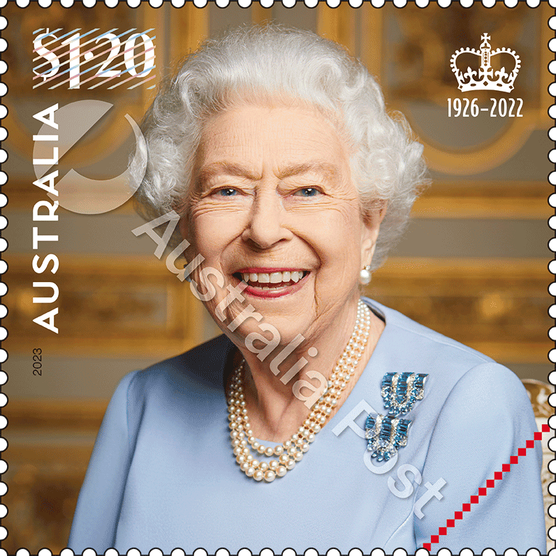 2023_Queen_In_Memoriam_Stamp_06_Watermark $1.20 Queen Elizabeth II, 2022