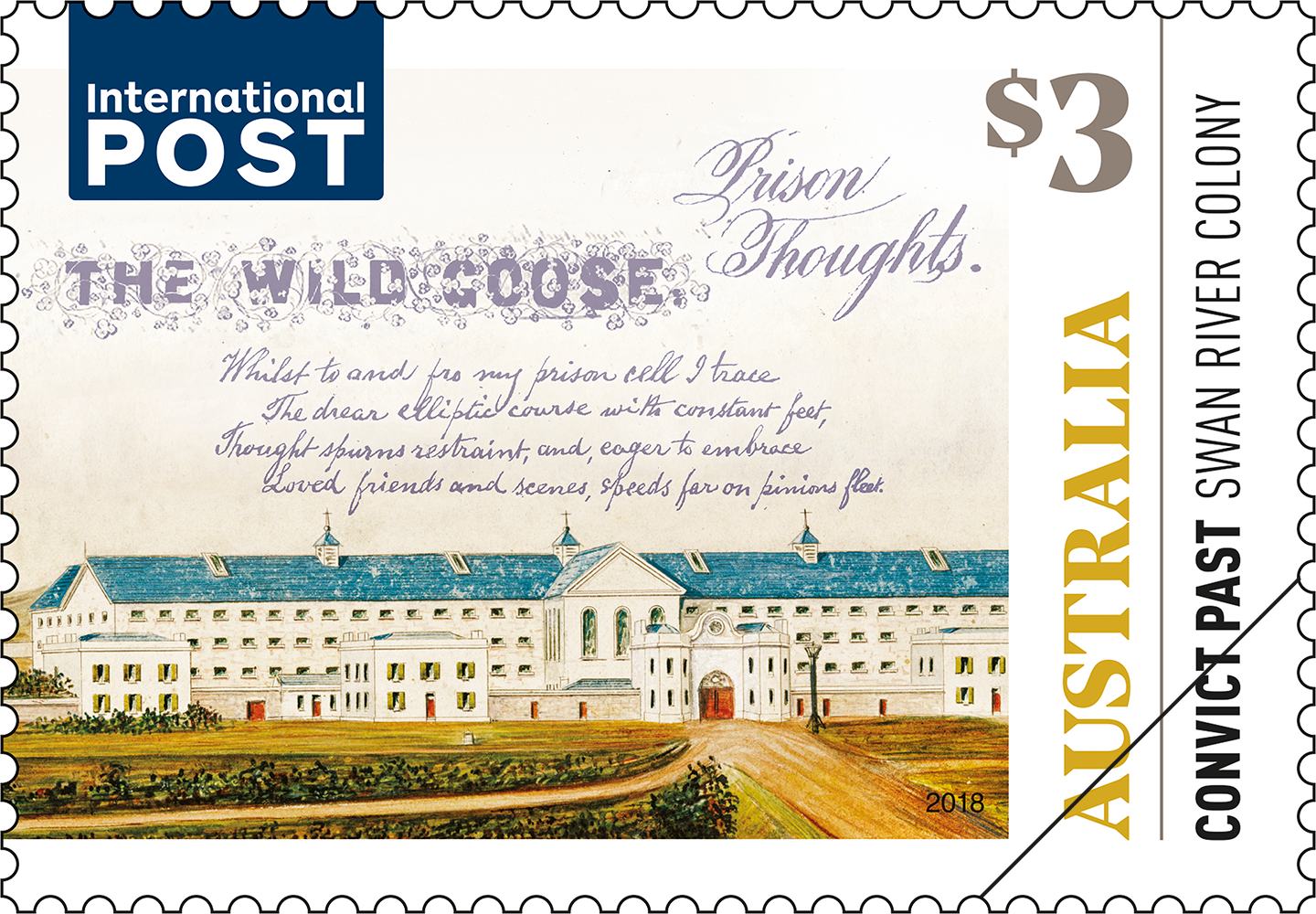 Convict Past $3 Swan River Colony stamp $3 Swan River Colony
