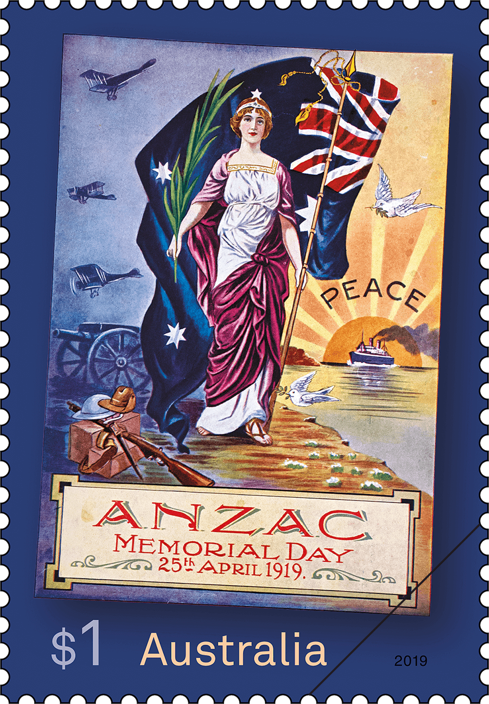 Anzac Day 2019 $1 stamp Anzac Day 2019
