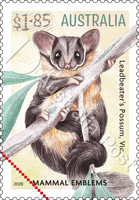 $1.85 Leadbeater’s Possum, Vic. stamp