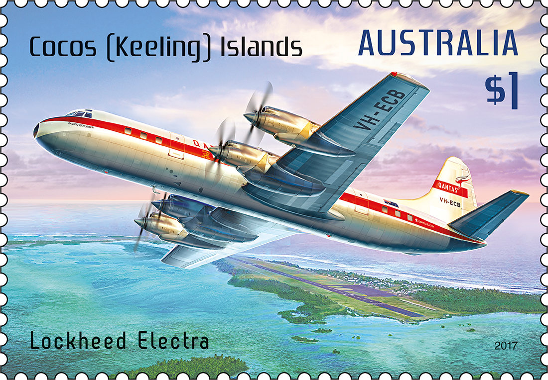 Cocos (Keeling) Islands Aviation: Lockheed Electra stamp