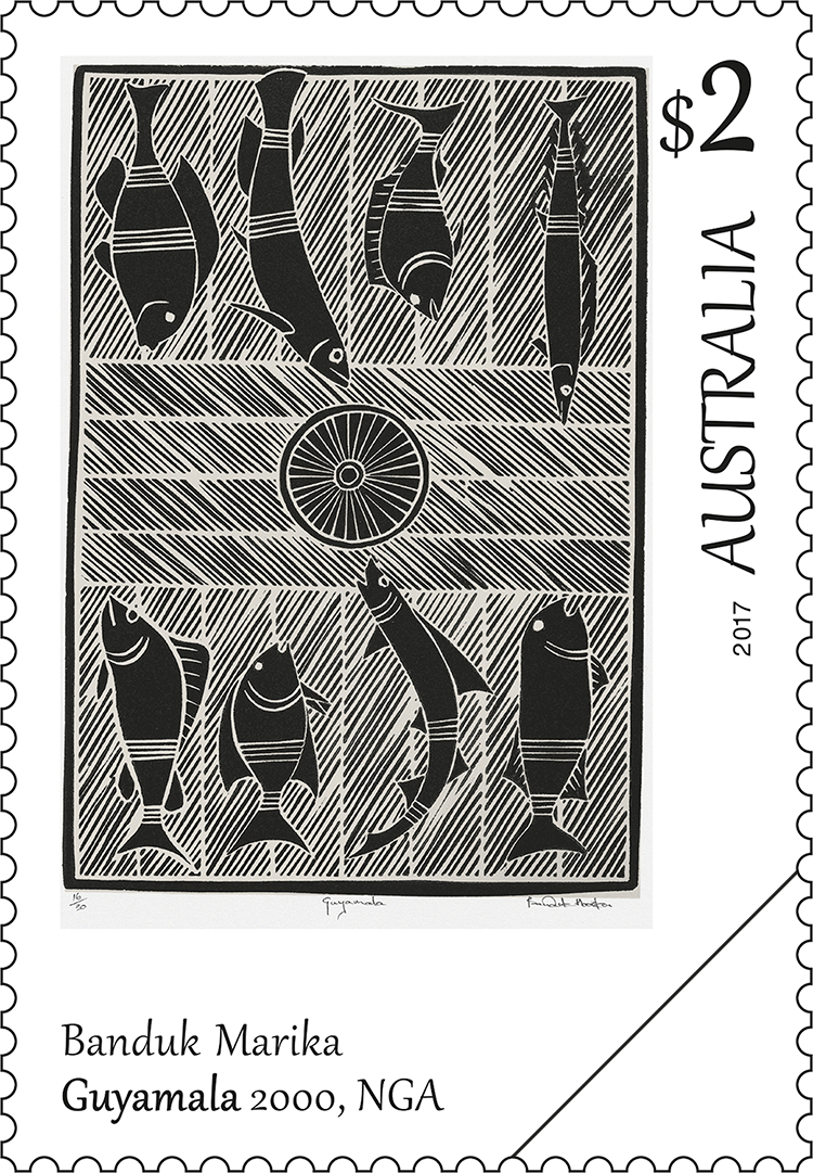 Banduk Marika, Guyamala, 2000, NGA stamp