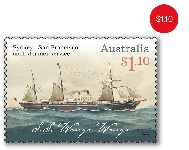Sydney-San Francisco Mail Steamer Service 150 Years stamp Sydney-San Francisco Mail Steamer stamp