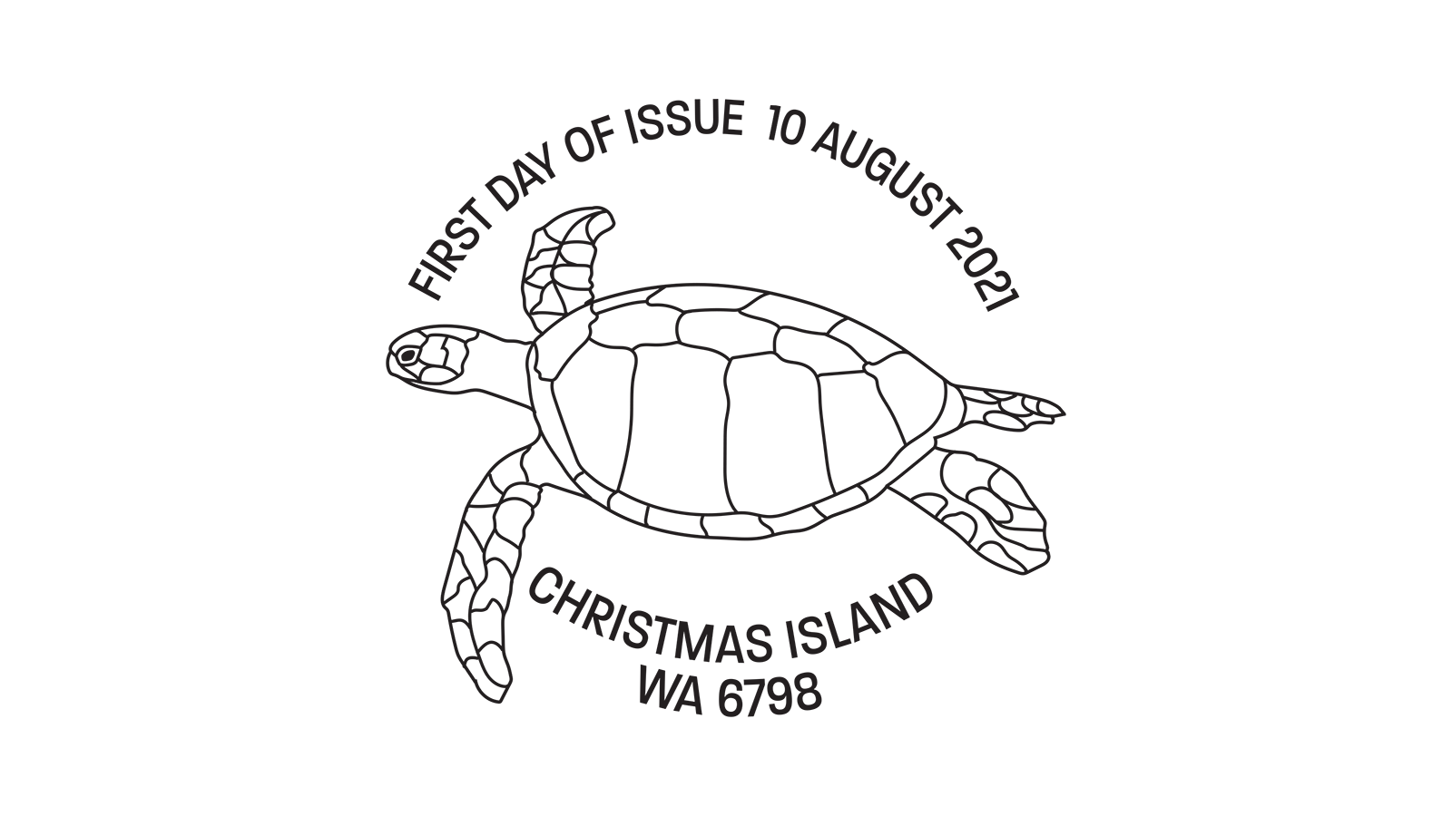 POSTMARK_CI Turtles_32mm Christmas Island Turtles