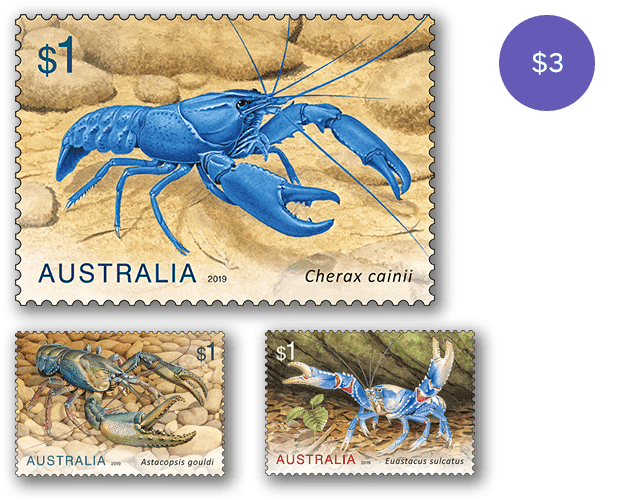 Set of Freshwater Crayfish stamps