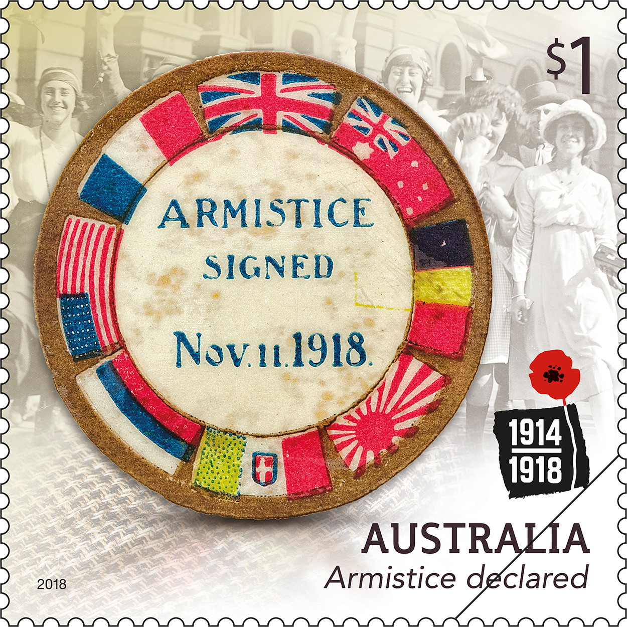 Centenary of WWI: 1918 Armistice declared stamp