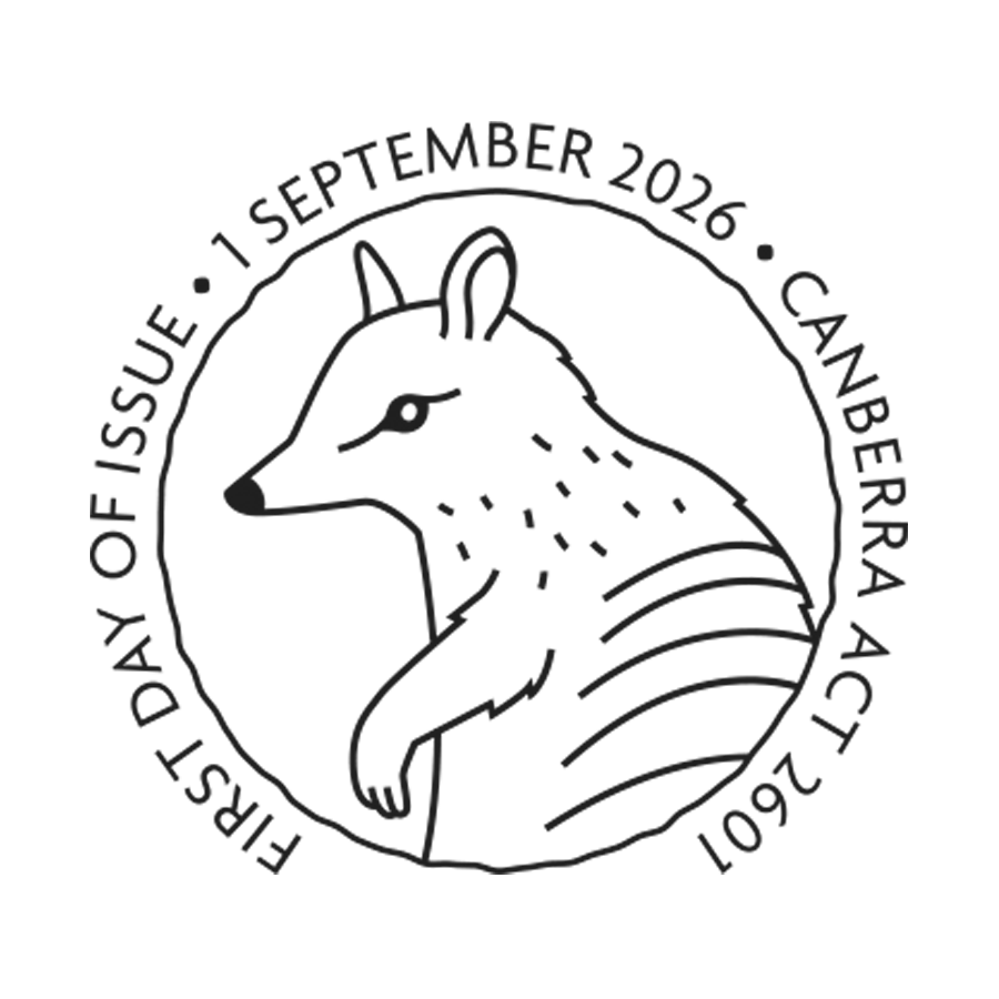 First Day of Issue, 1 Setember 2026, Canberra ACT 2601. Illustration of a mammal