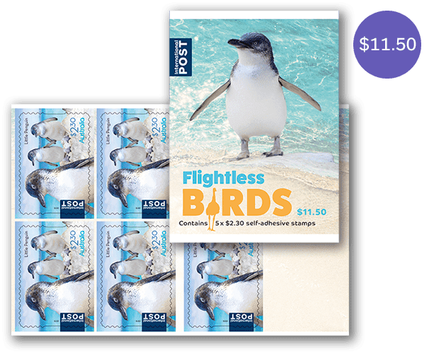 Flightless Birds sheetlet of 5 Sheetlet of 5 x $2.30 Little Penguin international stamps