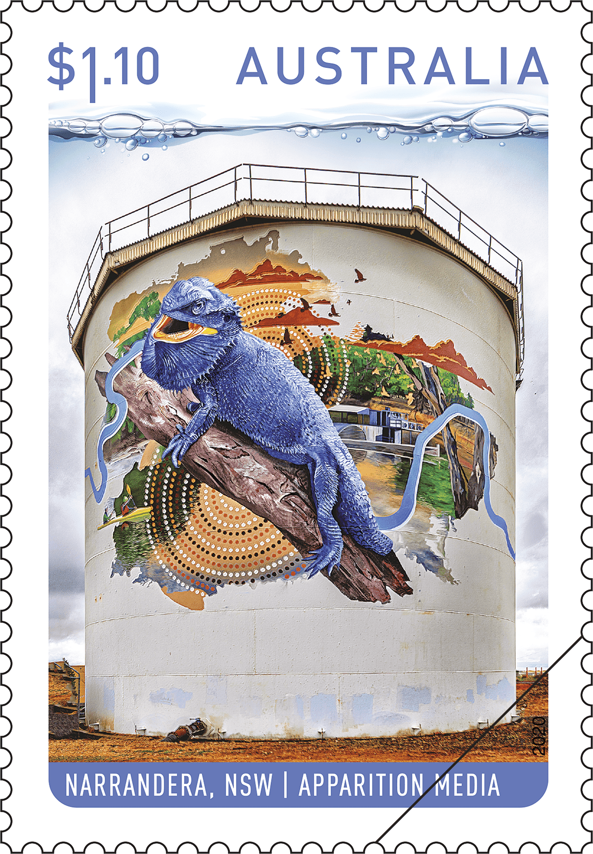 $1.10 Apparition Media, Narrandera, New South Wales stamp