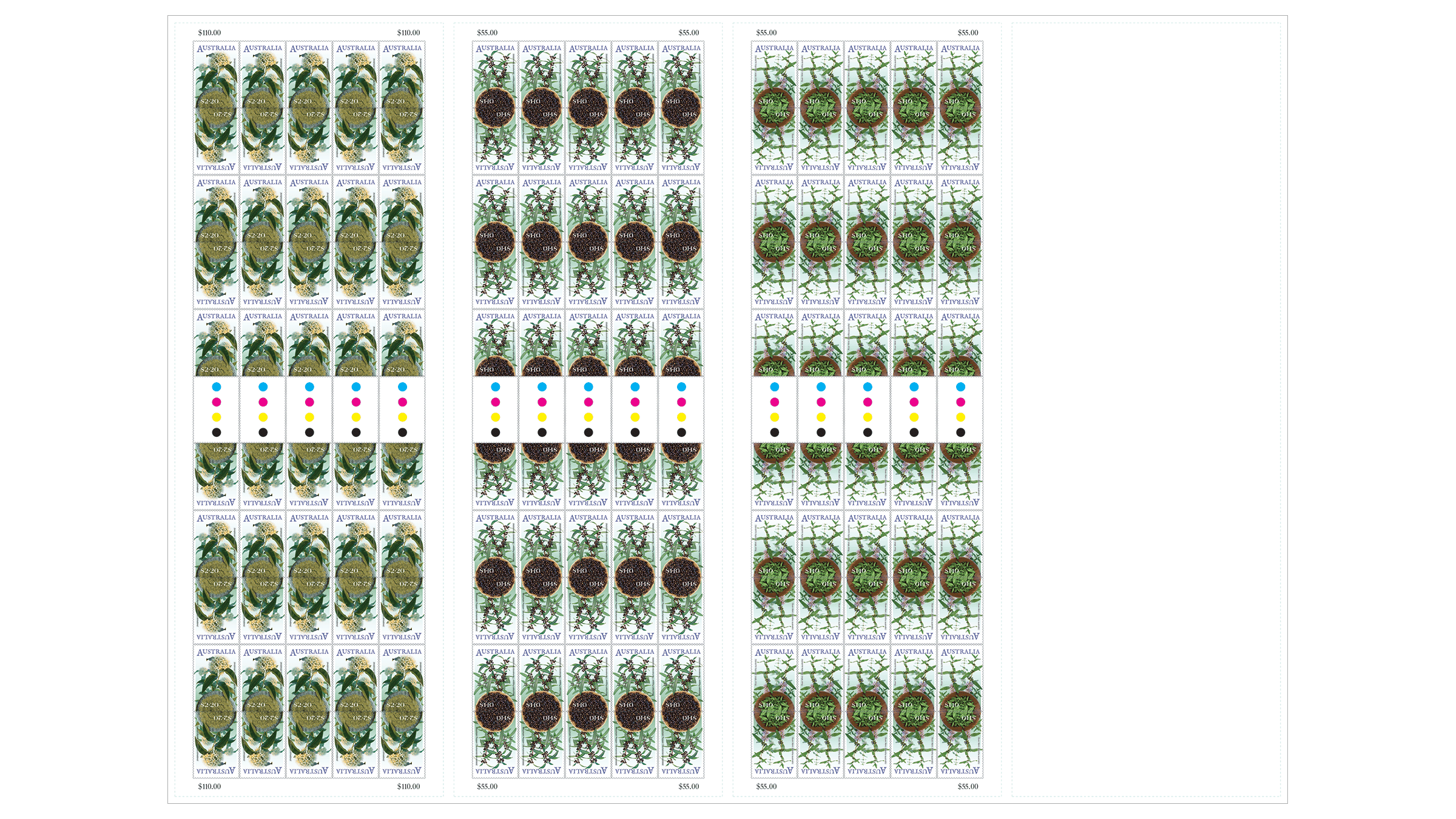 Sheet layout for the Bush Seasonings stamp issue