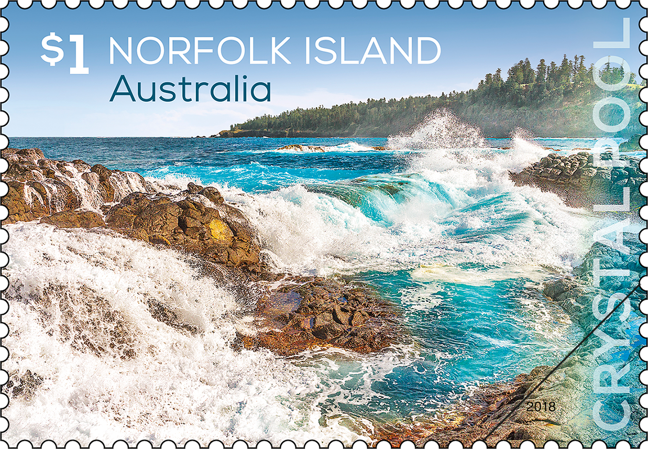 Norfolk Island Crystal Pool $1 stamp Norfolk Island Crystal Pool