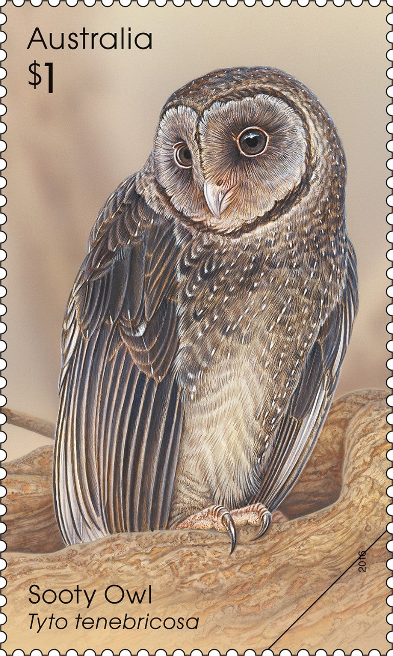 Owl_stamp_04_400 $1 Sooty Owl (Tyto tenebricosa)