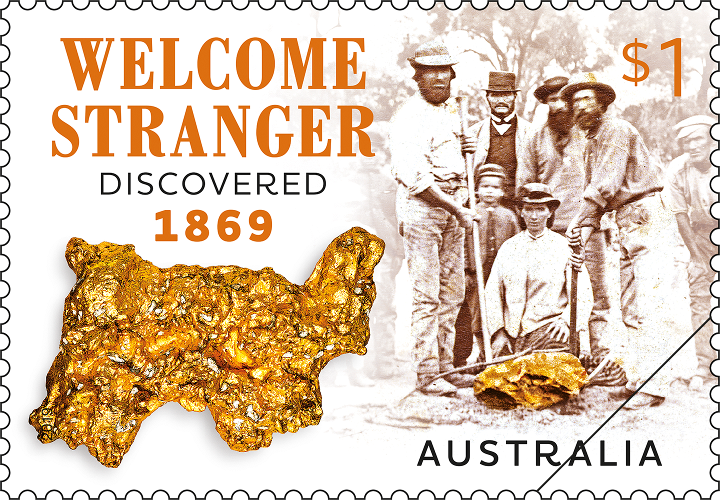 Welcome Stranger gummed stamp Welcome Stranger