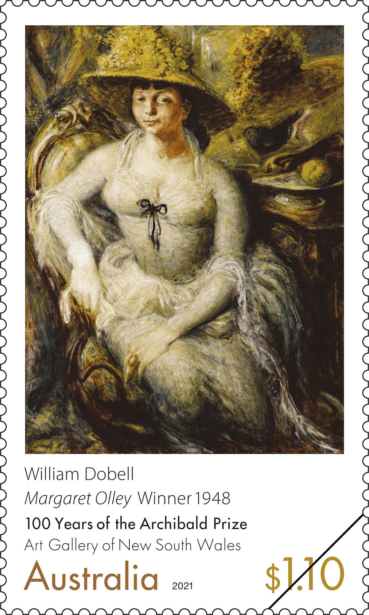 Archibald_stamp_01_400 $1.10 William Dobell, Margaret Olley 1948