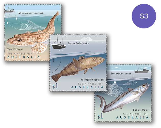 Sustainable Fish set of stamps Set of Norfolk Island: Ocean Oddities gummed stamps