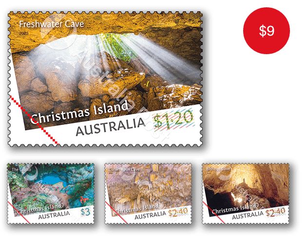 Christmas Island Caves set of stamps Set of Christmas Island Caves Gummed Stamps