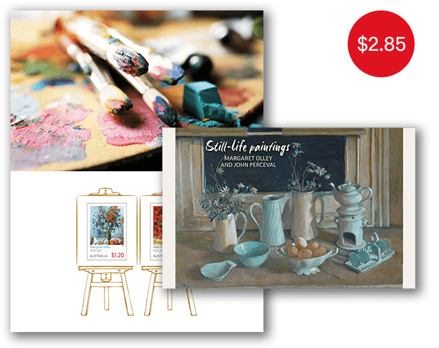 Still-life Paintings: Margaret Olley and John Perceval stamp pack Margaret Olley and John Perceval Stamp Pack