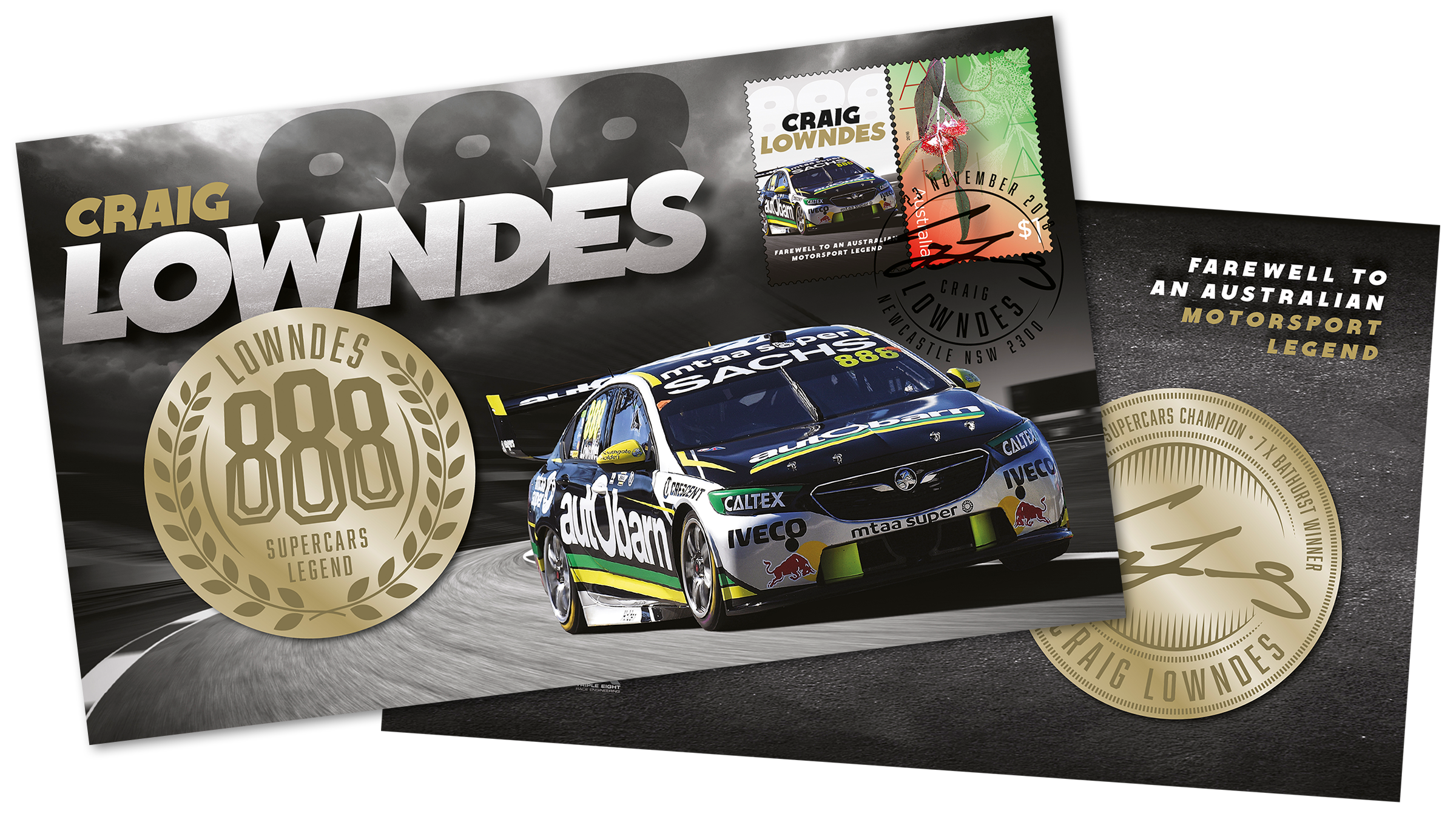 Craig Lowndes stamp and medallion cover