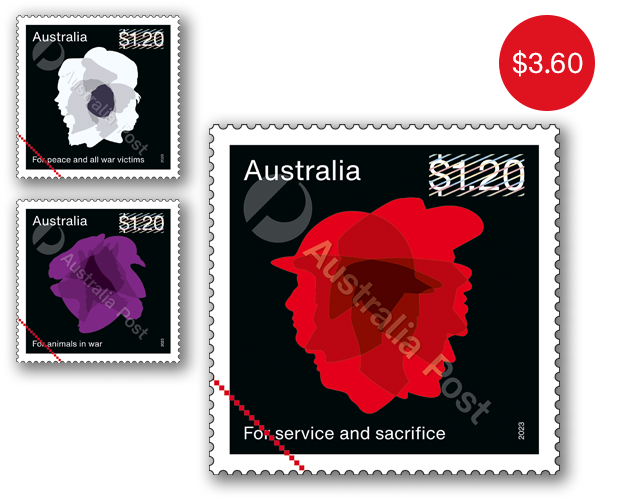 Set of Poppies Remembrance Gummed Stamps