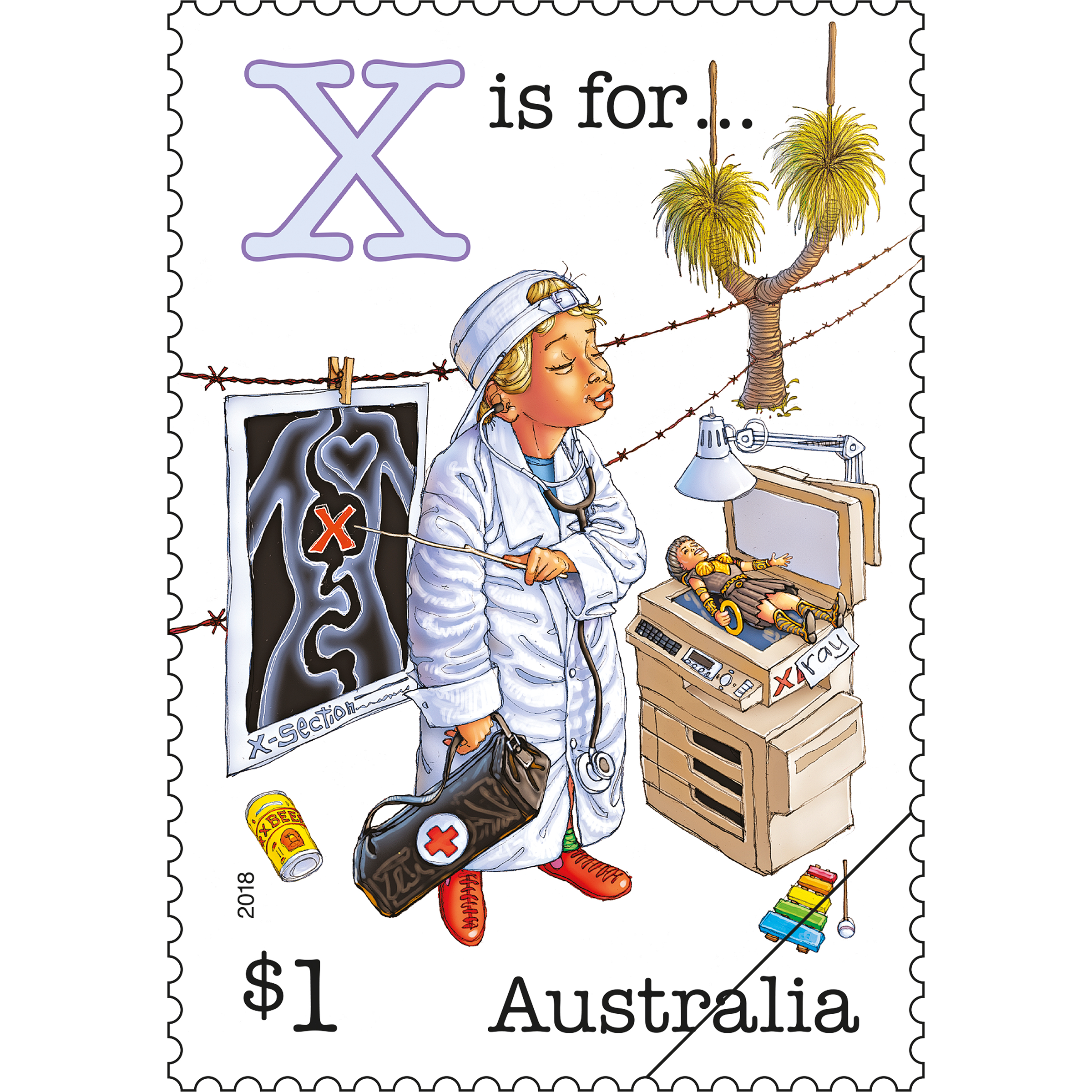 Fair Dinkum Aussie Alphabet part 4 X stamp $1  X is for...