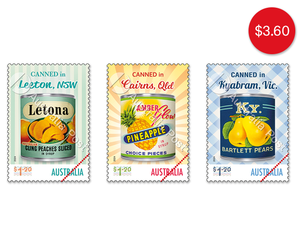 Set of Nostalgic Tinned Fruit Labels Gummed Stamps
