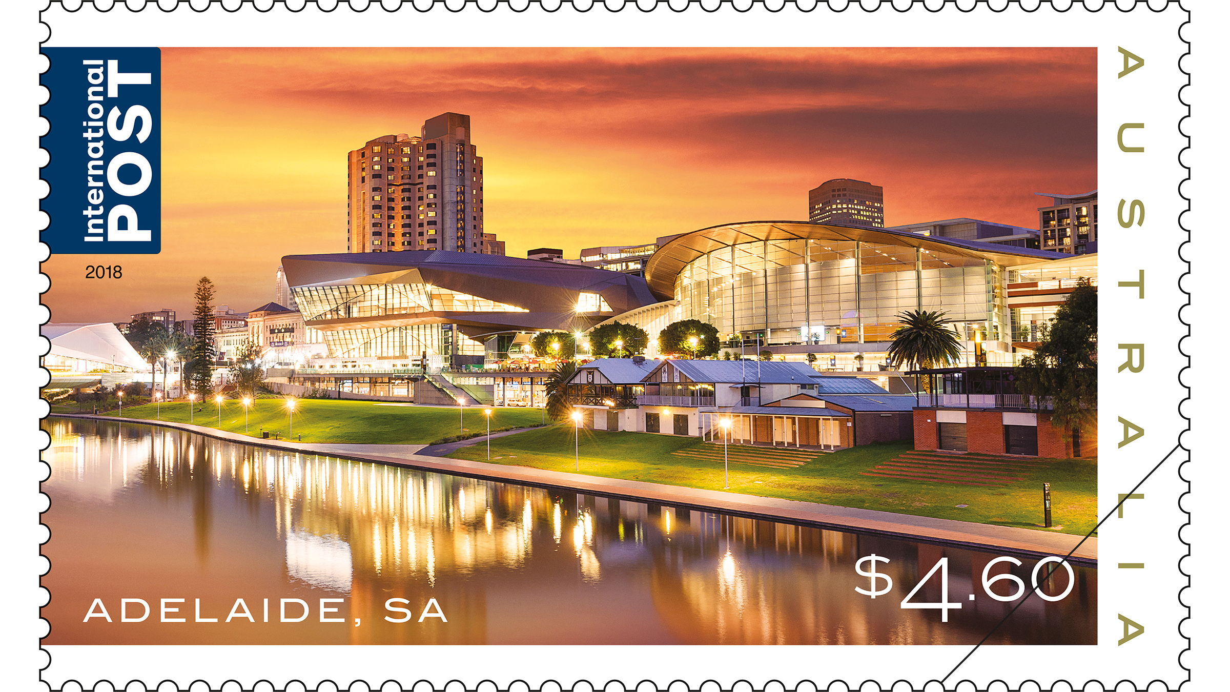 Beautiful Cities Adelaide $4.60 international stamp Beautiful Cities