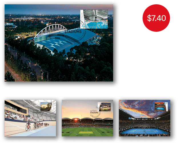 Sports Stadiums part 2 maxicard set Set of Sports Stadiums part 2 stamps