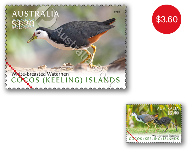 Set of Cocos (Keeling) Islands: White-breasted Waterhen Gummed Stamps