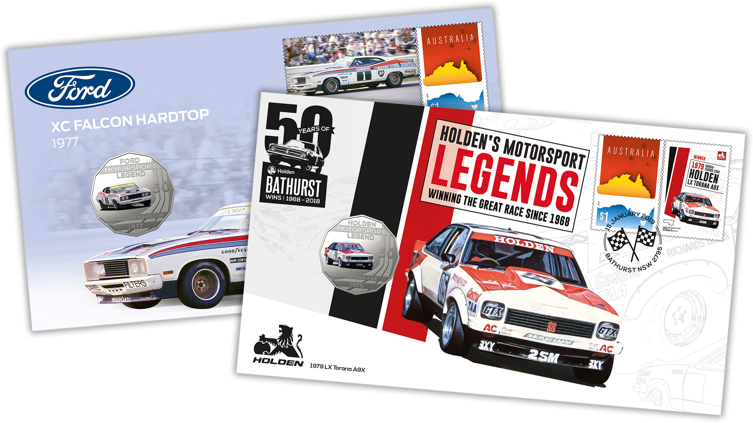 Ford and Holden postal numismatic covers