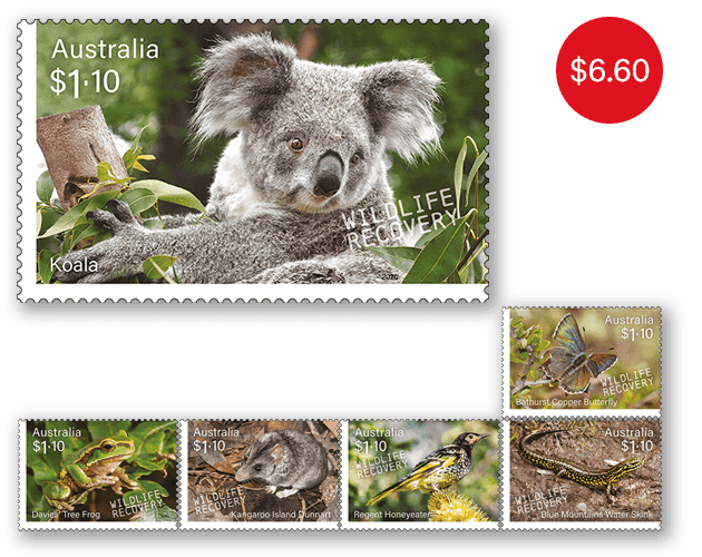 Set of Wildlife Recovery gummed stamps