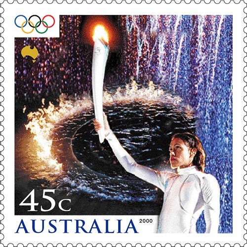 2000 Cathy Freeman holding Olympic Torch stamp 2000 Cathy Freeman holding Olympic Torch stamp