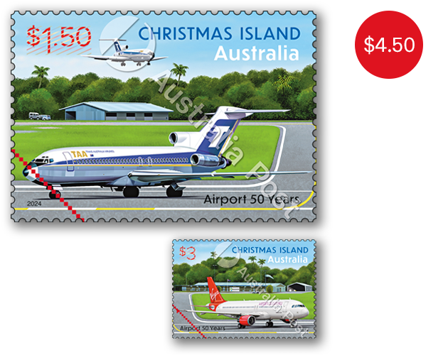 Set of Christmas Island Airport - 50 Years Gummed Stamps