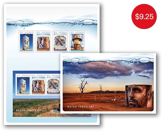 $9.25 Water Tower Art stamp pack