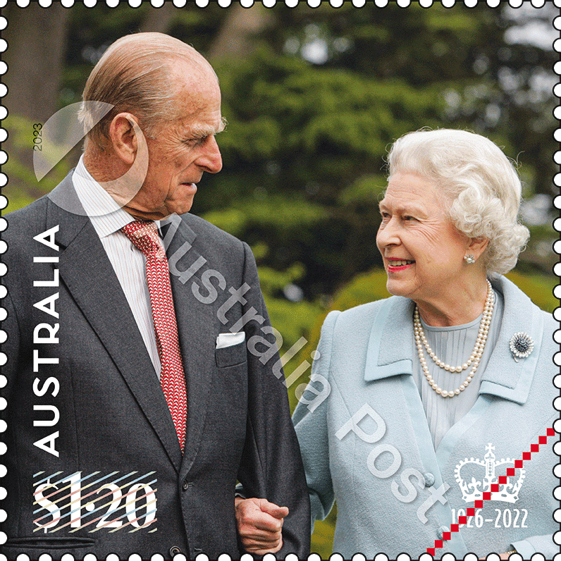 2023_Queen_In_Memoriam_Stamp_06_Watermark $1.20 Queen Elizabeth II & Prince Philip, 2007
