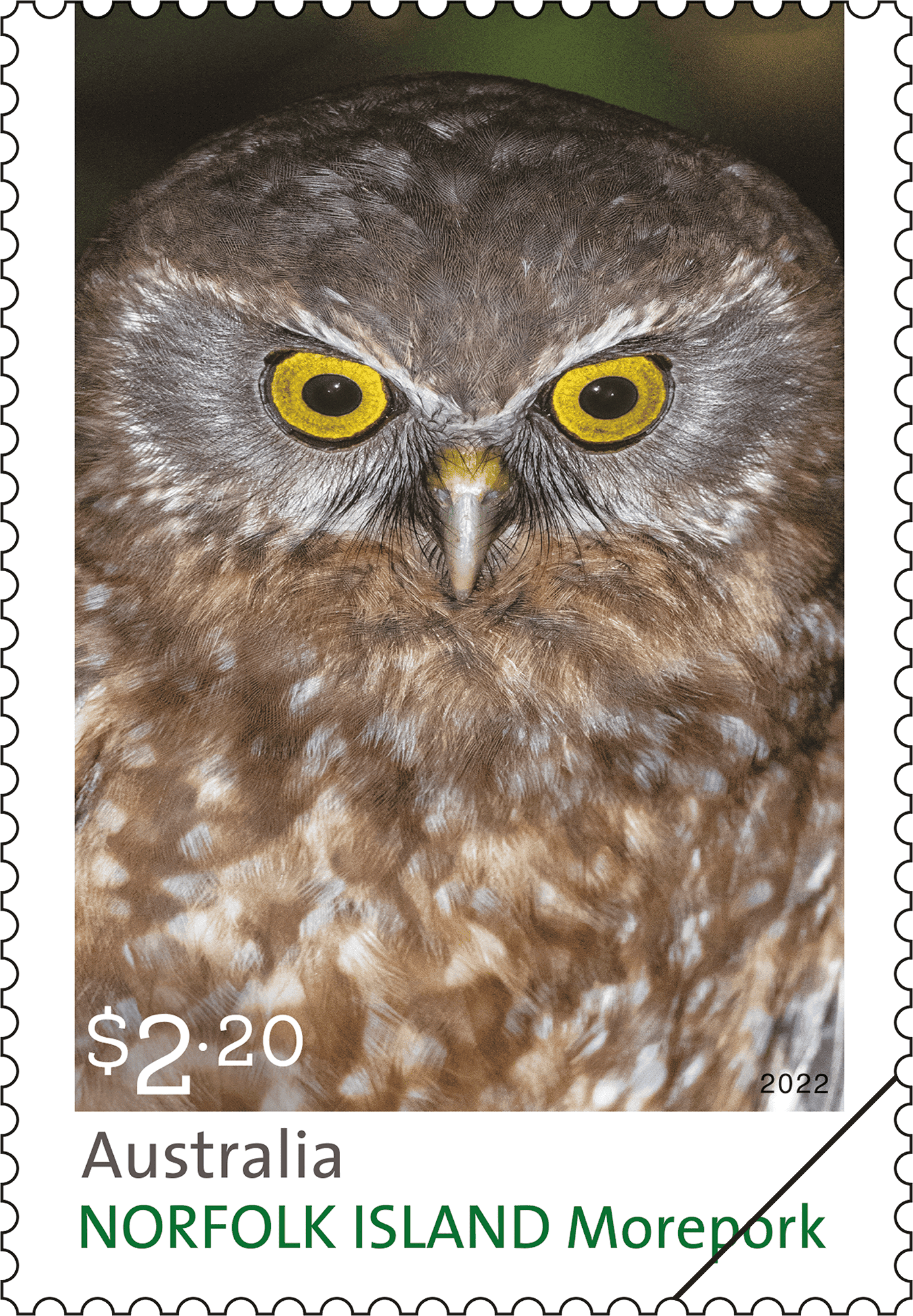 Morepork_Stamp_02_400 $2.20 Norfolk Island Morepork