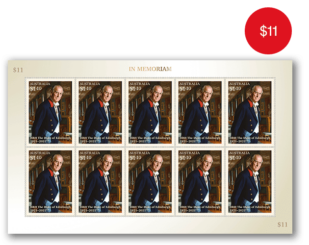 Sheetlet of 10x In Memoriam: HRH Prince Philip Stamps