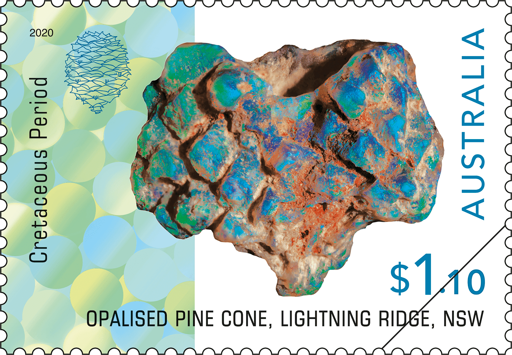 $1.10 Opalised pine cone $1.10 Opalised pine cone, Lightning Ridge, NSW