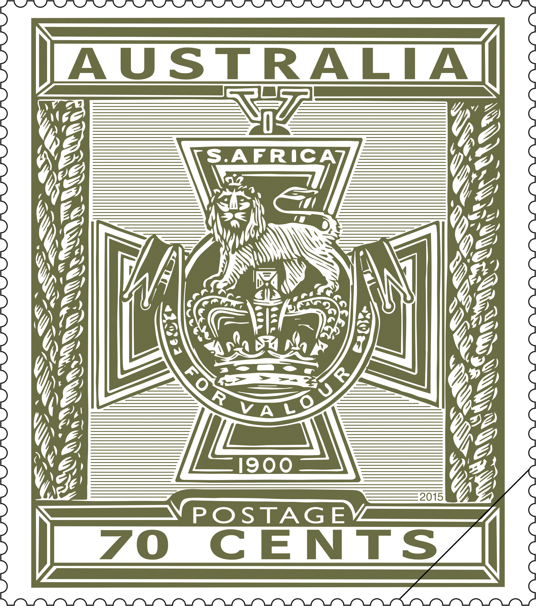 VC_Stamp_70c_400 70c Brown-olive Victoria Cross 1900 stamp